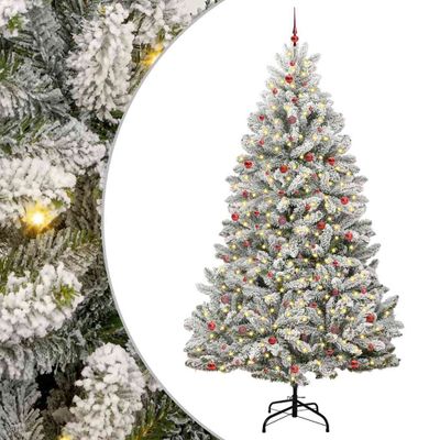 vidaXL Umelý vianočný stromček Zelená a biela 300 cm PVC a kov