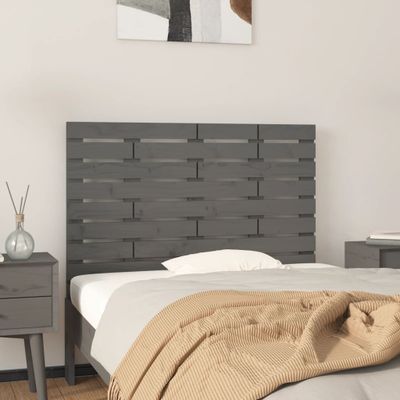 vidaXL Nástenné čelo postele sivé 81x3x63 cm masívna borovica