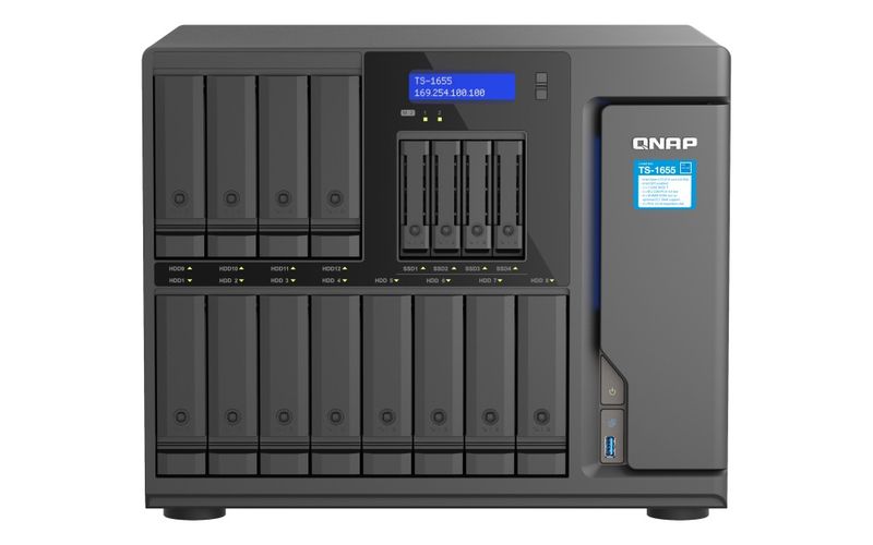 QNAP TS-1655-8G (8core 2,8 GHz, 8 GB RAM, 12 x 3,5 ''+4 x 2,5'' SATA, 2 x M.2 NVM slot, 2 x 2,5 GbE, 3 x PCIe)