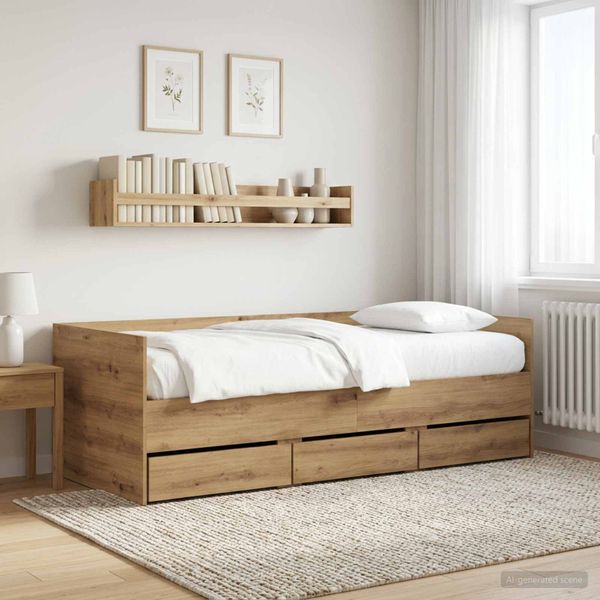 vidaXL Ležadlo so zásuvkou s úložiskom Dub artisan Kompozitné drevo