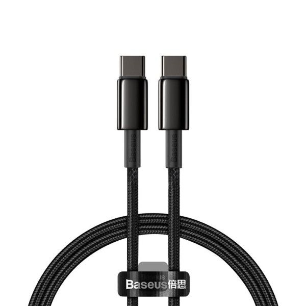 Baseus rýchlonabíjací dátový kábel Tungsten Gold 100W 1m USB-C na USB-C čierny