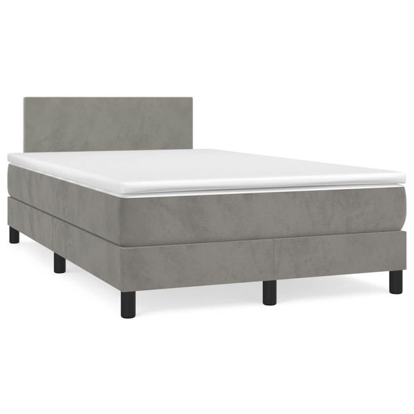 vidaXL Boxspring posteľ s matracom bledosivá 120x190 cm zamat