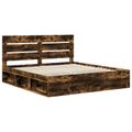 vidaXL Rám postele Dymová dub 200 x 200 cm Masívne borovicové drevo