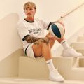 Tričko Oversized Varsity White - GymBeam, veľkosť S