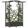 vidaXL Vyvýšený záhon s mriežkou a strechou Hnedá 124 x 40 x 123 cm PP