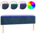 vidaXL Čelo postele s LED tmavomodré 160x5x78/88 cm zamat