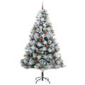vidaXL Umelý vianočný stromček Zelená a biela 240 cm PVC, kov a plast
