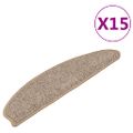 vidaXL Schodové rohože 15 ks 65x21x4 cm hnedé polkruhové veľké