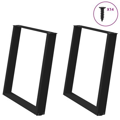 vidaXL Nohy k jedálenskému stolu v tvare U, 2 ks, čierne, 70 x (72-73) cm, oceľové