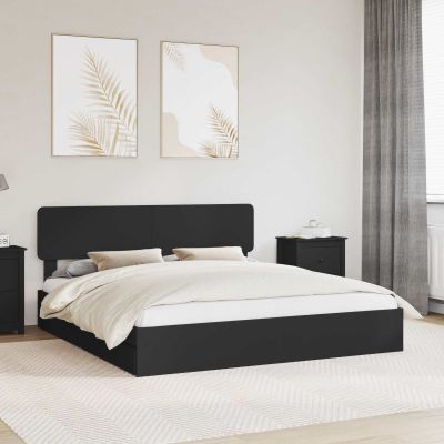 vidaXL Úložná posteľ so zásuvkou Čierna 200 x 200 cm Kompozitné drevo