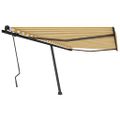 vidaXL Samostatne stojaca manuálna markíza 450x300 cm žlto-biela