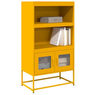 vidaXL Highboard horčicová žltá 68x39x123 cm Oceľ