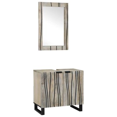 vidaXL Set kabinetov do kúpeľne 2 pcs Biela Masívne mango drevo