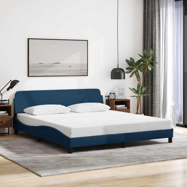 vidaXL Rám postele s čelom Dover modrý 180x200 cm látka