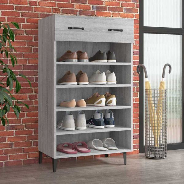 vidaXL Botník sivý dub sonoma 60x35x105 cm spracované drevo