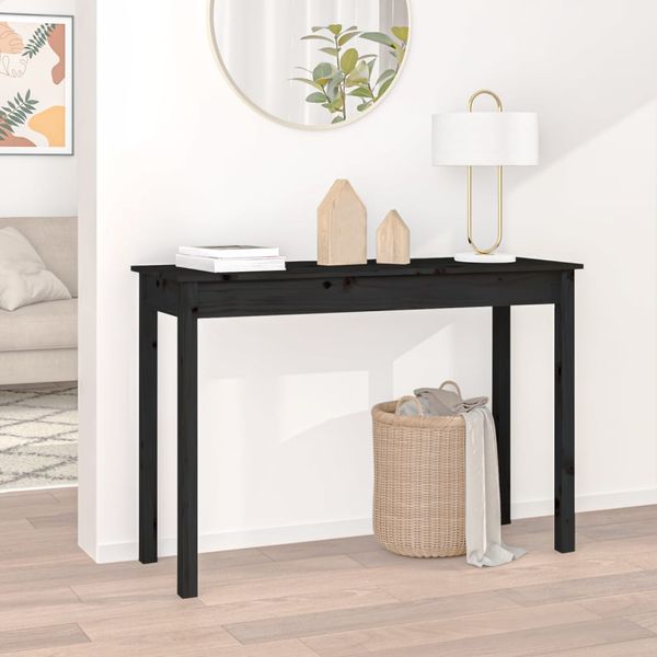 vidaXL Konzolový stolík čierny 110x40x75 cm masívne borovicové drevo