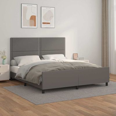 vidaXL Posteľný rám s čelom sivý 180x200 cm umelá koža