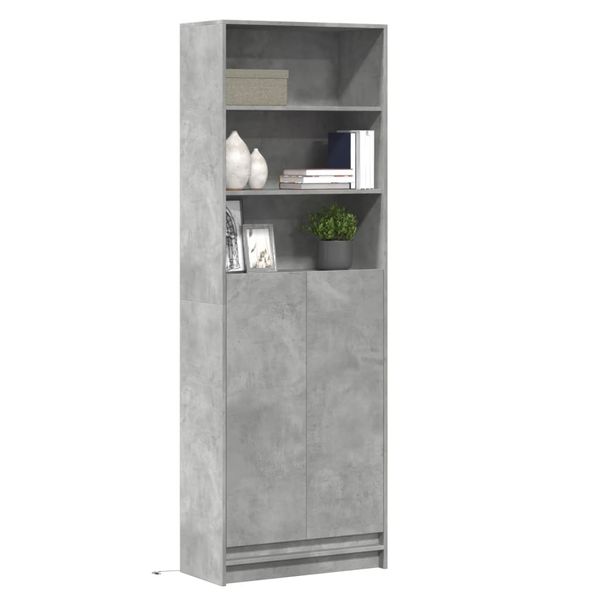 vidaXL Vysoká skrinka s LED betónovosivá 69x32,5x200 cm kompoz. drevo