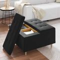 vidaXL Ottoman s Úložným Priestorom Čierny 80 x 80 x 45 cm Zamat