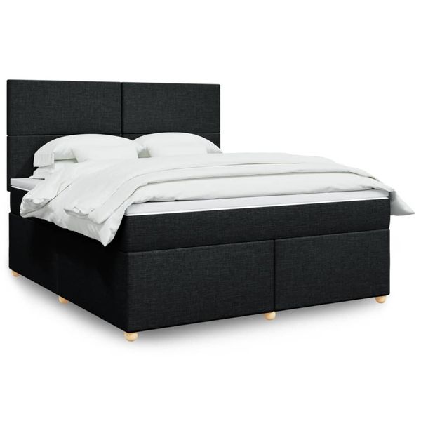 vidaXL Posteľný rám boxspring s matracom čierny 180x200 cm látka