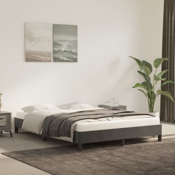 vidaXL Posteľ bez matraca tmavosivá 140x200 cm zamat