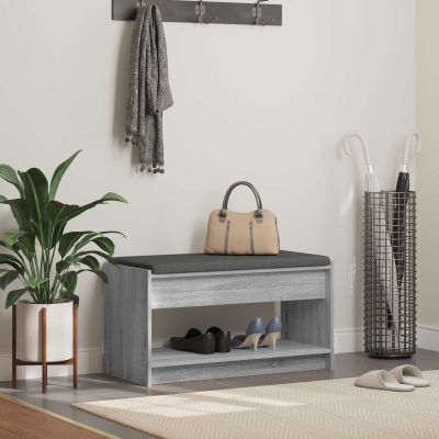 vidaXL Predsieňová lavica s vankúšom Sivá Sonoma 83 x 38 x 45 cm
