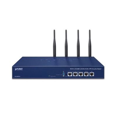 Planet VR-300FW-NR 5G Enterprise router/firewall VPN/VLAN/QoS/HA/AP kontrolér, 1xWAN(SD-WAN), 4xLAN, 1xSFP, WiFi802.11a Router, firewall, VPN, 4x LAN, 1x WAN/LAN, 1x SFP, 5G/LTE, Wi-Fi 6, 2,4GHz, 5GHz, VLAN, QoS, RADIUS, SD-WAN, HA, AP kontrolér