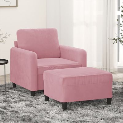 vidaXL Kreslo s podnožkou ružové 60 cm zamat