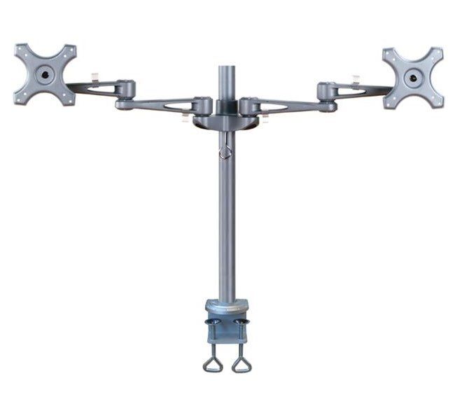 Neomounts FPMA-D935D /Držák displeje/na stůl/14-27"/svorka/3čepy/VESA 100X100/nosn.2x6kg/2 displeje/stříbrný Držák, VESA, stolní, pro 2 ploché monitory, úhloprícka 14"-27", náklon 180°, otácení 180°, rotace 360°, nosnost 12kg, stríbrný