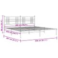 vidaXL Kovový rám postele s čelom biely 200x200 cm