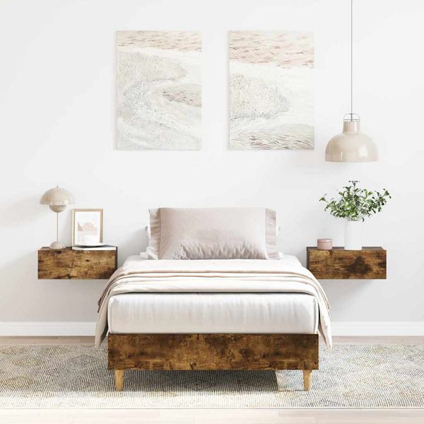 vidaXL Posteľný rám bez matraca dymový dub 100x200 cm kompozitné drevo