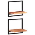 vidaXL Nástenné police 2 ks 40x24x35 cm akáciový masív a oceľ