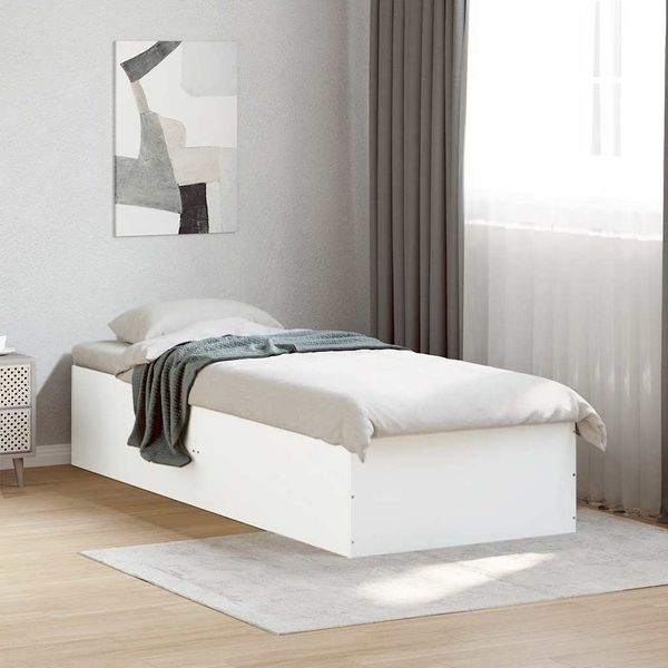 vidaXL Posteľný rám biely 75x190 cm kompozitné drevo
