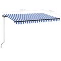 vidaXL Ručne zaťahovacia markíza s LED 400x350 cm modrá a biela