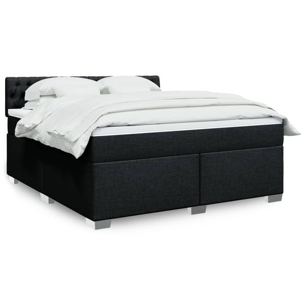 vidaXL Posteľný rám boxspring s matracom čierny 180x200 cm látka