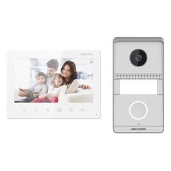 Hikvision Kompaktný videotelefón, 2-vodičový, povrchová montáž, bytový monitor + dverová stanica