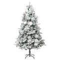 vidaXL Osvetlený vianočný stromček, zasnežený, šišky 195 cm, PVC a PE