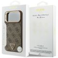 Púzdro Guess Magsafe 4G PU Leather Case s trojuholníkovým logom a zlatým kovovým rámom fotoaparátu pre iPhone 17 Pro Max čierna