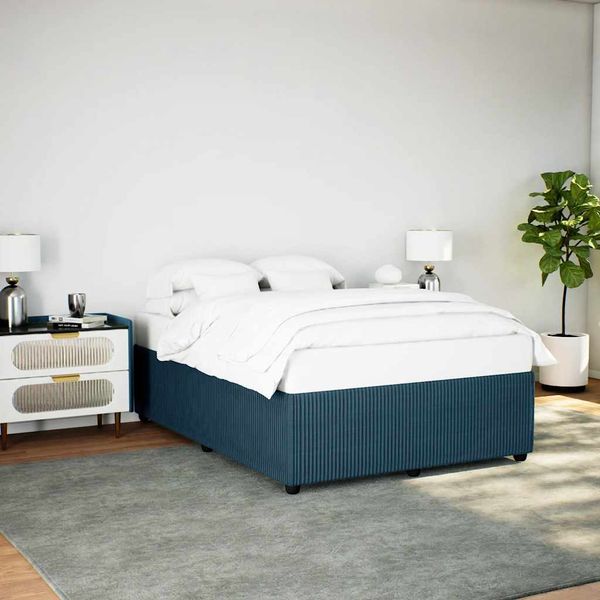 vidaXL Rám postele modrá 140x190 cm zamat