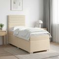 vidaXL Posteľ boxspring s matracom Krémová 90 x 190 cm Látka