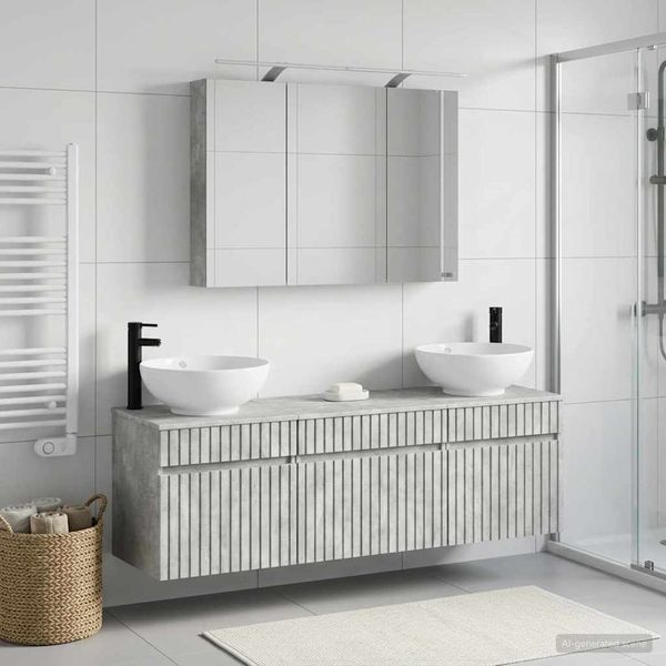 vidaXL Set kabinetov do kúpeľne 4 pcs Betónovo sivá Kompozitné drevo