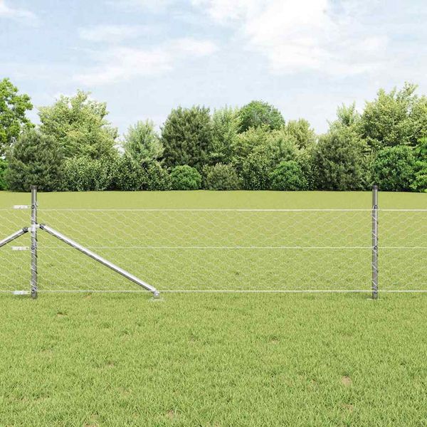 vidaXL Hexagonálny plot s stĺpom 100 x 0,5 m Pozinkovaná oceľ