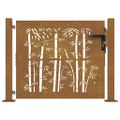 vidaXL Záhradná brána 100x100 cm, corten oceľ, bambusový dizajn