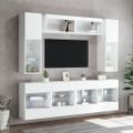 vidaXL 6-dielna súprava TV nástenných skriniek s LED svetlami biela