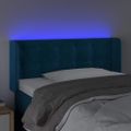 vidaXL Čelo postele s LED tmavomodré 83x16x78/88 cm zamat