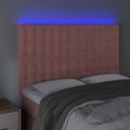 vidaXL Čelo postele s LED ružové 144x5x118/128 cm zamat