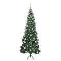 vidaXL Rohový umelý vianočný strom s 300 LED-i Zelená 210 cm PVC a kov