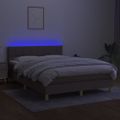 vidaXL Posteľ boxsping s matracom a LED sivohnedá 140x200 cm látka