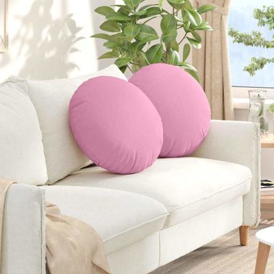 vidaXL Vankúše na sedenie 2 pcs Ružová Ø50 x 19 cm látka