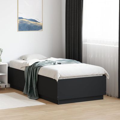 vidaXL Posteľný rám s LED svetlami čierny 90x190 cm kompozitné drevo
